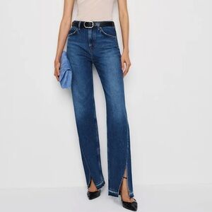 Reformation Val 90s mid rise straight jeans in Maggiore vented let down hem